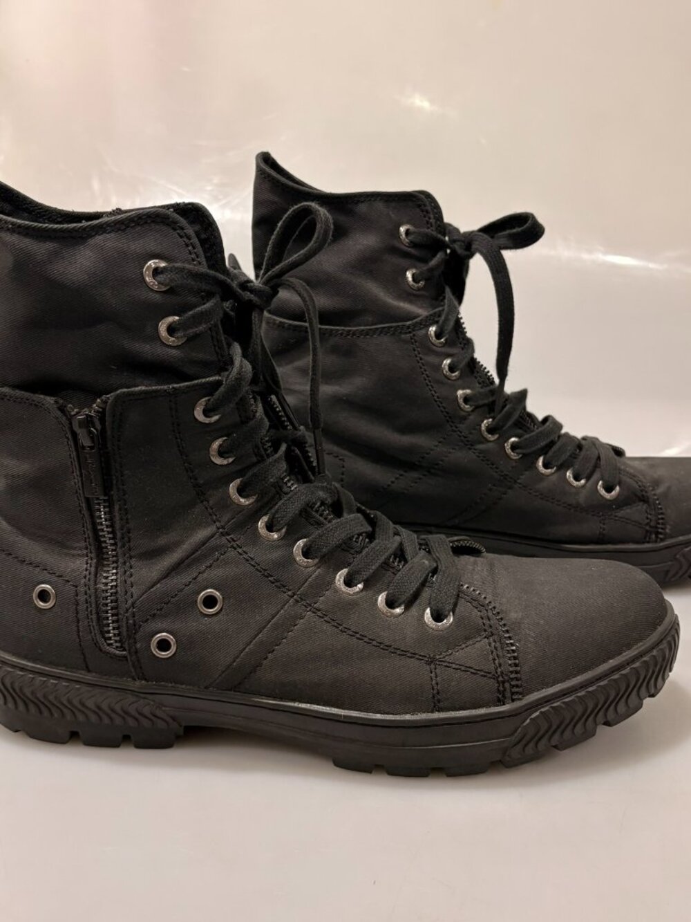 Levi's 10.5 Black Sahara CT Twill Canvas Combat Engineer Boots Hi-Top - Picture 3 of 5